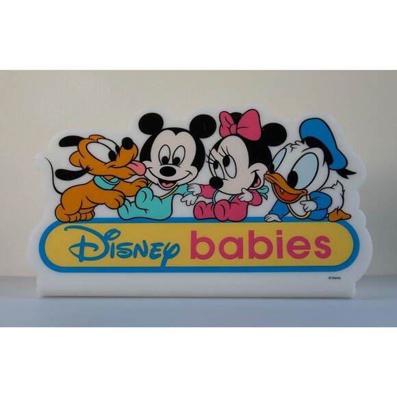 Rare Vintage 90's Disney Babies Acrylic Advertising Store Sign 13in x 9in - Picture 1 of 8